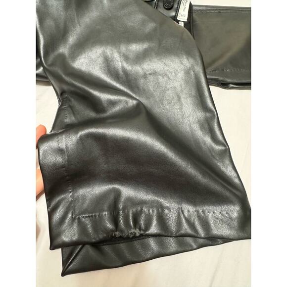 Abercrombie& Fitch The 90s Straight Ultra High Rise Split leg Vegan Leather Pant - Picture 10 of 12